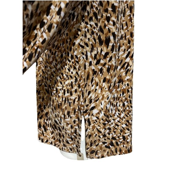 Susan Graver Liquid Knit top Shirt Size Large Abstract Brown Print Long Sleeves - Picture 5 of 8